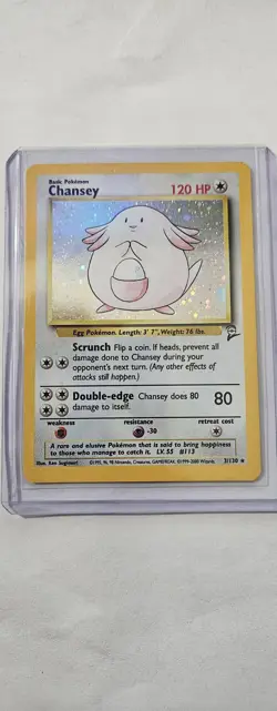 Pokemon TCG Chansey Base Set Holo Unlimited Rare Card 3/102 LP/NM Condition - Image 1