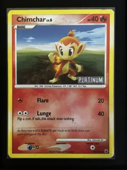 Chimchar 56/100 Reverse Holo Vintage Platinum Stamped Pokemon Card-Heavy Played - Image 1