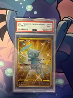 Pokemon Mew 025/025 25th Anniversary Celebrations Full Art Gold Card PSA 9 Mint - Image 1