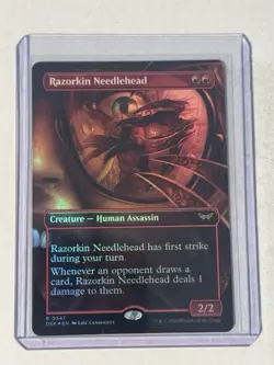 FOIL - MTG Razorkin Needlehead (Borderless) #347 - Duskmourn: House of Horror - Image 1