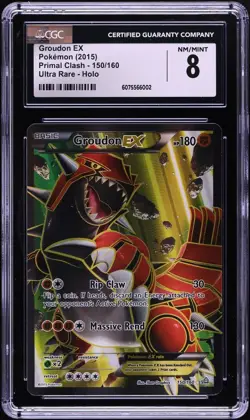 CGC 8 Groudon EX Full Art Primal Clash 2015 Pokemon Card #150 - Image 1