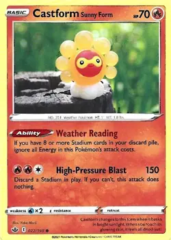 Pokemon Sword & Shield Chilling Reign Castform Sunny Form 22/198 Common - Image 1