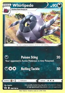 Pokemon Sword & Shield Chilling Reign Whirlipede 106/198 Uncommon - Image 1