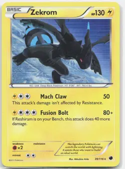 Zekrom 39/116 Holo Rare Plasma Freeze Pokemon Moderately Played - Image 1