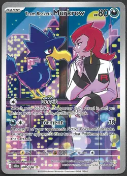 Team Rocket's Murkrow 200/182 Illustration Rare Destined Rivals Pokemon Holo NM - Image 1