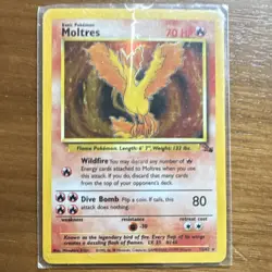 Wizards of the Coast Moltres Fossil 12/62 Holo Rare Unlimited 70 HP English - Image 1