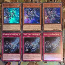 3 x YUGIOH Drytron Alpha Thuban GEIM-EN024 Super & Born From Draconis EN044 Mint - Image 1