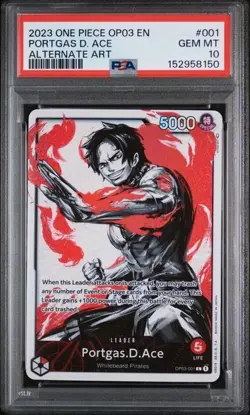 2023 ONE PIECE OP03-PILLARS OF STRENGTH 001 PORTGAS D. ACE ALTERNATE ART -PSA 10 - Image 1