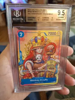 2024 ONE PIECE PROMOS 2ND ANNIV. TOURNAMENT #P-043 MONKEY.D.LUFFY BGS 9.5 2-10s - Image 1