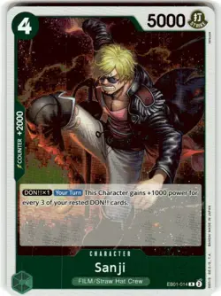 OP:TCG Sanji EB01-014 Extra Booster: Memorial Collection Foil GREEN RARE - Image 1