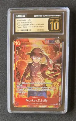 CGC PRISTINE 10 Monkey D. Luffy 2024 Promo #ST10-006 Treasure Booster One Piece - Image 1