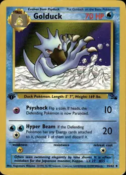 Golduck Uncommon Fossil 35/62 Water 1st Edition Pokemon Card - Image 1