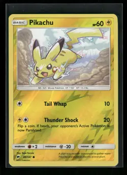 Pikachu 40/147 - Reverse Holo Common Burning Shadows Pokemon Card - NM/M - Image 1