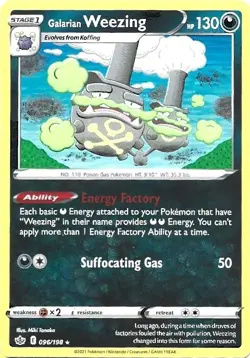 Pokemon Sword & Shield Chilling Reign Galarian Weezing 96/198 Rare - Image 1
