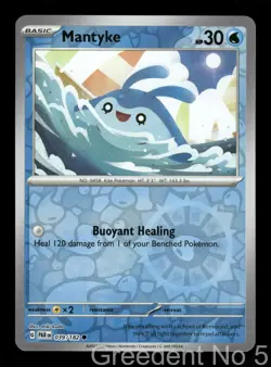 Mantyke 039/182 Common Paradox Rift Pokemon Reverse Holo Near Mint - Image 1