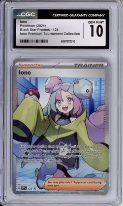 CGC 10 Iono Pokemon Premium Tourney Collection Black Star Promo #124 - Image 1