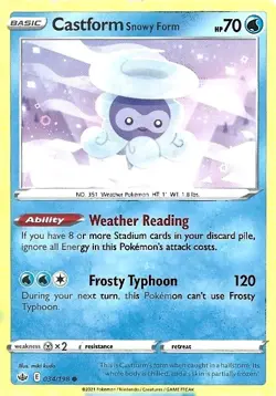 Pokemon Sword & Shield Chilling Reign Castform Snowy Form 34/198 Common - Image 1