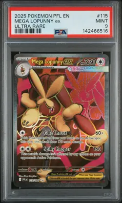 2025 Pokemon Phantasmal Flames Mega Lopunny ex Ultra Rare PSA 9 #115/094 - Image 1