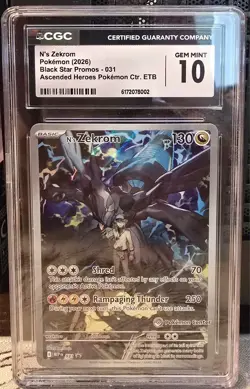 CGC 10 - N's Zekrom 031 MEP Pokemon Center STAMPED Promo Ascended Heroes PC ETB - Image 1