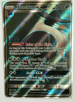 Honchkrow GX FULL ART ULTRA RARE 202/214 SM Unbroken Bonds Pokemon HOLO NM 2019 - Image 1