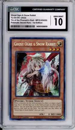 CGC 10 GEM MINT Yu-Gi-Oh! Ghost Ogre & Snow Rabbit Prismatic SR MP22-EN255 - Image 1