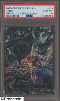 2025 One Piece OP13 EN Special Alternate Art #118 Sabo PSA 10 GEM MINT - Image 1