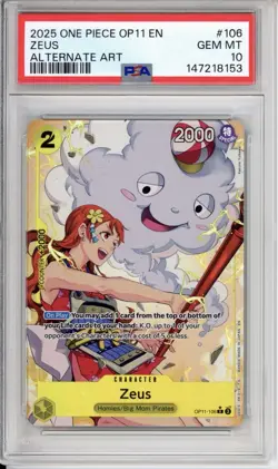 PSA 10 Zeus (Nami) One Piece Alternate Art Holo OP11 #106 - Image 1