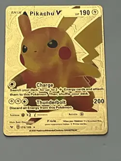 Pikachu V 170/185 Gold Foil Pokemon FAN ART Card HP 190 (TCG) - Image 1