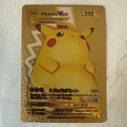 Pokemon Gold Foil Fan Art Pikachu VMAX Gigantamax Full Art 044/185 Display Card - Image 1