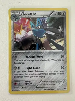 Pokemon TCG Lucario Holo Card XY Fates Collide 63/124 NM Condition 2016 - Image 1