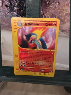 Typhlosion Pokemon 2002 TCG Expedition Set Reverse Holo Card 28/165 Vintage Rare - Image 2