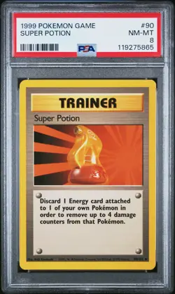 1999 POKEMON GAME BASE SET UNLIMITED 90 SUPER POTION PSA 8 NM-MT - Image 1