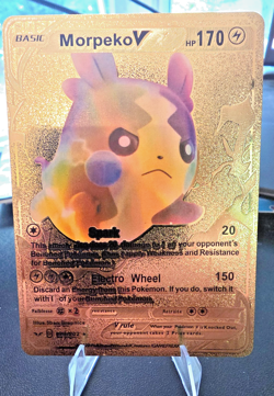 Morpeko V Full Art Gold Rare Pokemon Card SWSH Promo 037/198 - Image 1