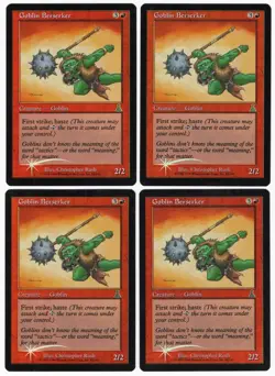 Goblin Berserker x4 4x 1999 Urza's Destiny PLAYSET FOIL Red Creature MTG NM AZ1 - Image 1