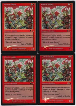 MTG Foil 4X Goblin Medics X4 Urza's Legacy Magic - (2X SP/NM & 2X HP) - Image 1
