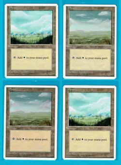 MTG 4x (NM) PLAINS Lands 4th Edition Magic the Gathering Wizards of the Coast - Image 1