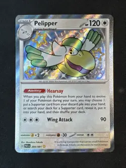 Pelipper 204/091 SV: Paldean Fates Holo Pokemon - Image 1