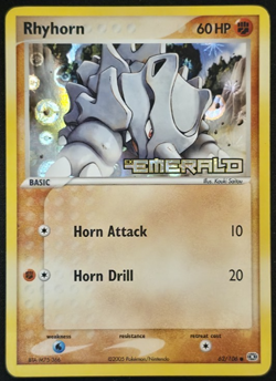 Rhyhorn 62/106 Reverse Holo Pokemon Emerald Stamped LP - Image 1