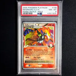 Pokemon TCG Infernape 4 LV.X holo 108/111 Platinum Rising Rivals 2009 PSA 8 - Image 1