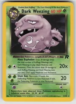 Dark Weezing 31/82 Rare Team Rocket Pokemon Unlimited Lightly Played - Image 1