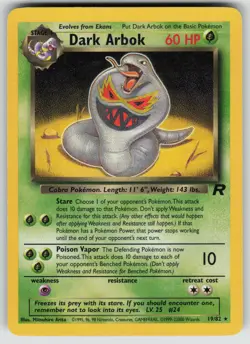 Dark Arbok 19/82 Rare Team Rocket Pokemon Unlimited Lightly Played - Image 1