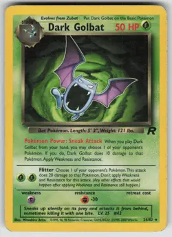 Dark Golbat 24/82 Rare Team Rocket Pokemon Unlimited Moderately Played - Image 1