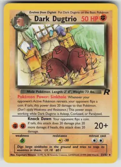 Dark Dugtrio 23/82 Rare Team Rocket Pokemon Unlimited Lightly Played - Image 1
