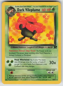 Dark Vileplume 30/82 Rare Team Rocket Pokemon Unlimited Lightly Played - Image 1