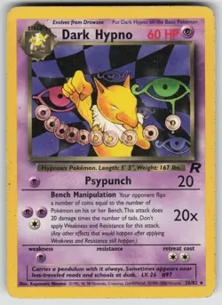 Dark Hypno 26/82 Rare Team Rocket Pokemon Unlimited Moderately Played - Image 1