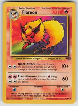 Flareon 19/64 Rare Jungle Pokemon Lightly Played - Image 1