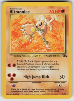 Hitmonlee 22/62 Rare Fossil Pokemon Unlimited Lightly Played - Image 1