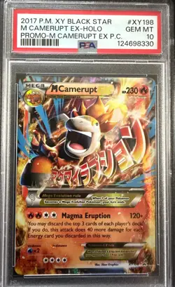 2017 POKEMON XY BLACKSTAR #XY198 M CAMERUPT EX-HOLO PROMO-M CAMERUPT EXPC PSA 10 - Image 1