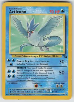 Articuno 17/62 Rare Fossil Pokemon Unlimited Moderately Played - Image 1