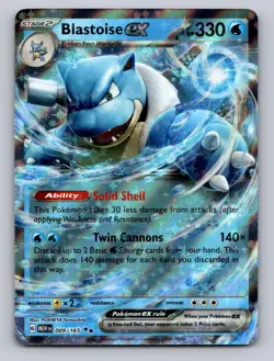 Blastoise ex 009/165 Double Rare Scarlet Violet 151 Pokemon Holo NM - Image 1